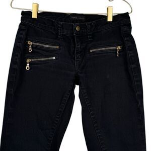 WORK Custom‎ Shop Women’s Gold Zippers Skinny Moto Dark Wash Jeans size 28 0082